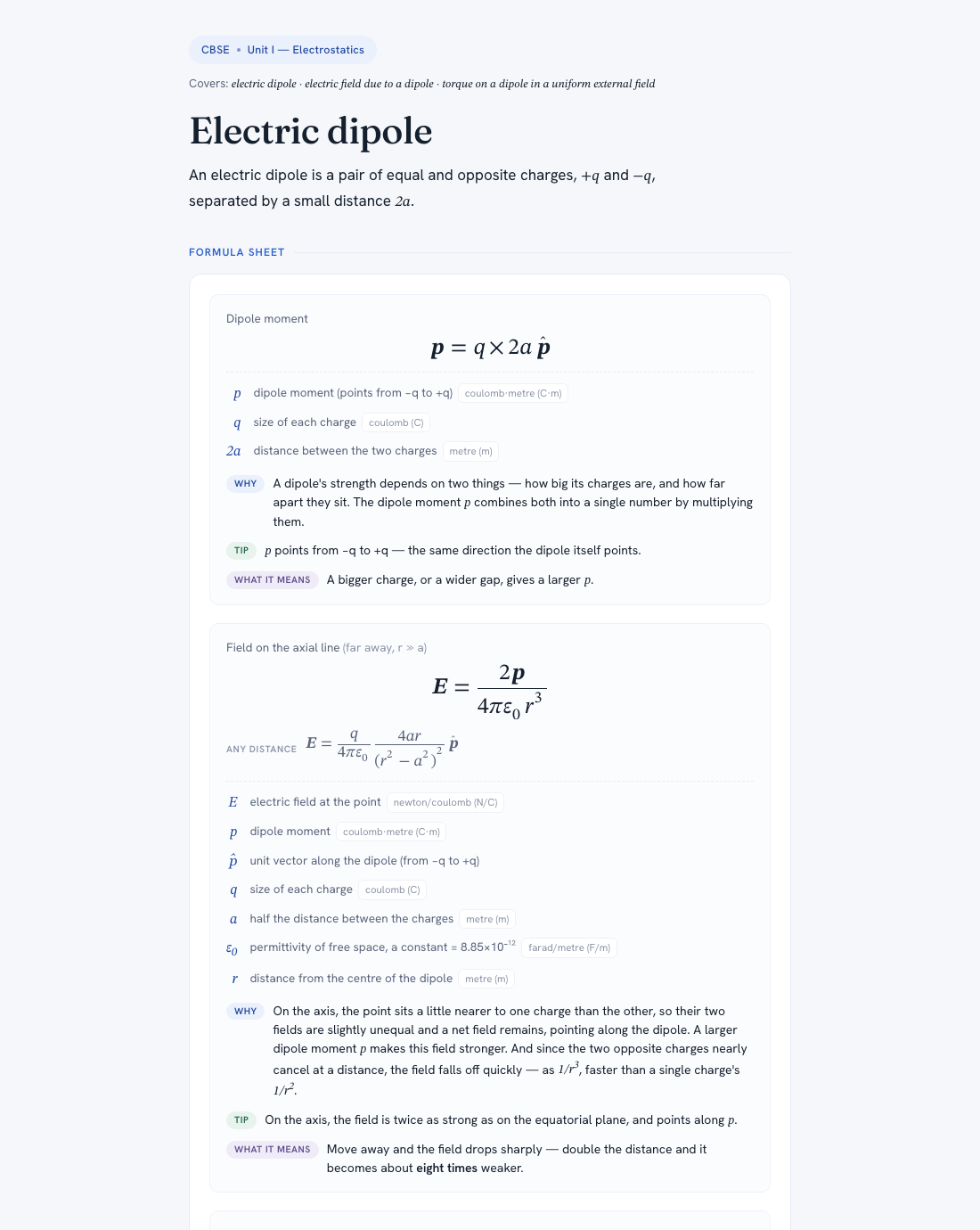 Formula sheet — a revision view