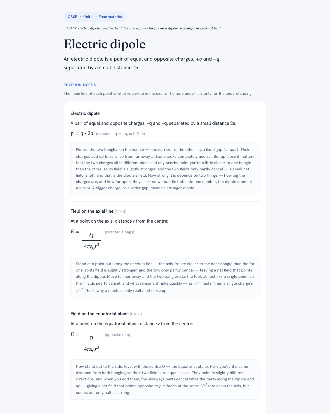 Revision notes — a revision view